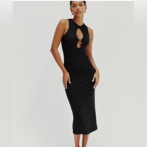 Reformation Townes Knit‎ Maxi Dress Keyhole Sz Medium Black NEW